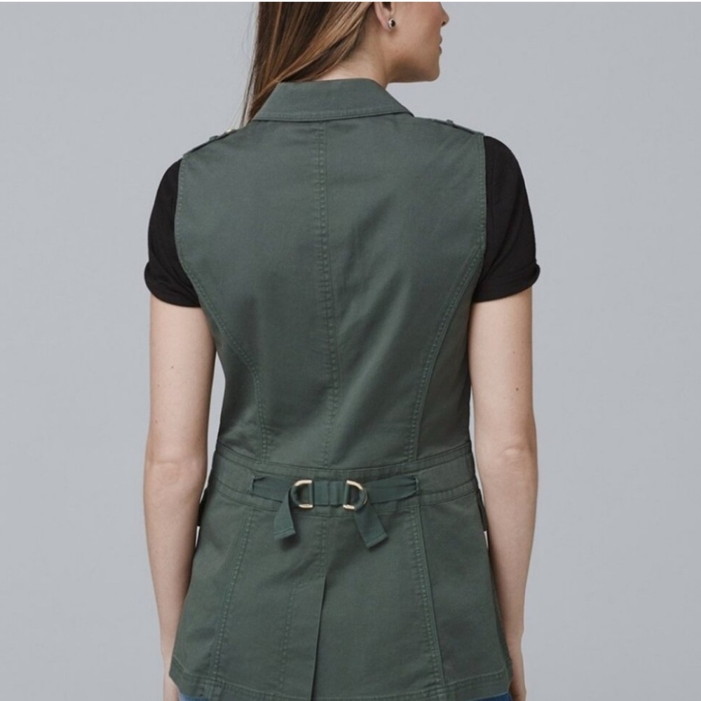 White House Black Market Utility Vest Womens Army Green 14 - Picture 2 of 13